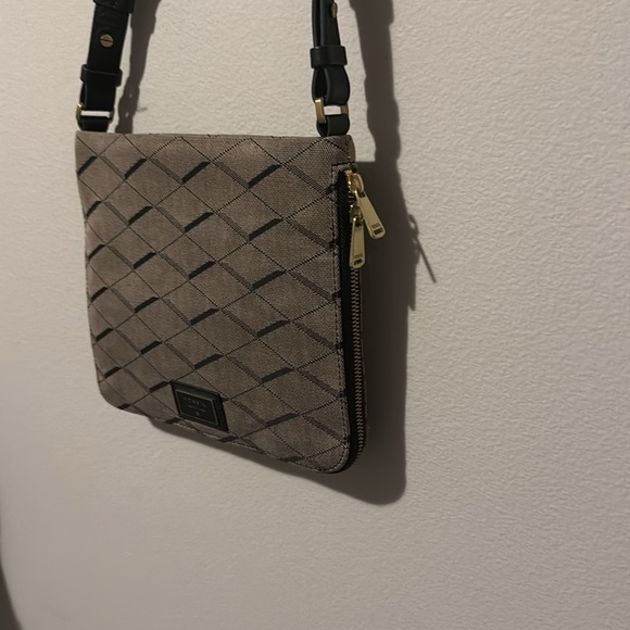 Fossil Purse Preston Canvas Expandable Zipper Geo Pattern Crossbody GUC - Picture 8 of 9